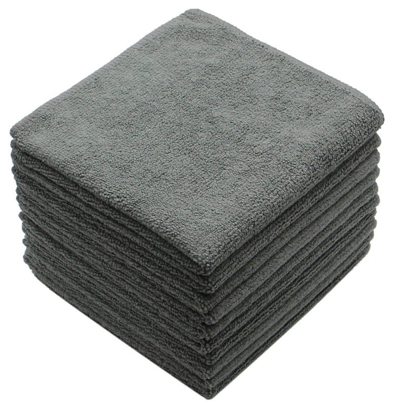 VeraSong Microfiber Dish Cloths Ultra Absorbent Kitchen Dish Rags for Washing Dishes Fast Drying Cleaning Cloth 12InchX12Inch 10 Pack Gray - Image 1